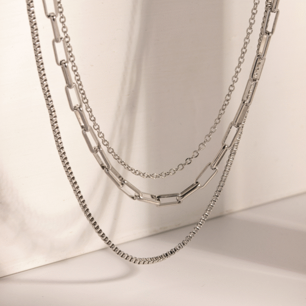 Steel Grace – Triple Layer Stainless Necklace - Image 11