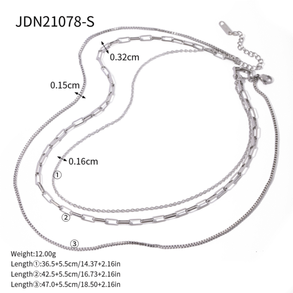 Steel Grace – Triple Layer Stainless Necklace - Image 4