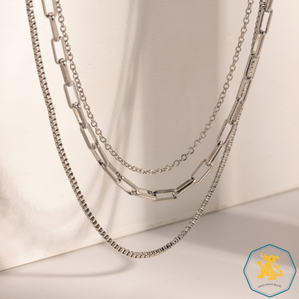 Steel Grace – Triple Layer Stainless Necklace - Image 2
