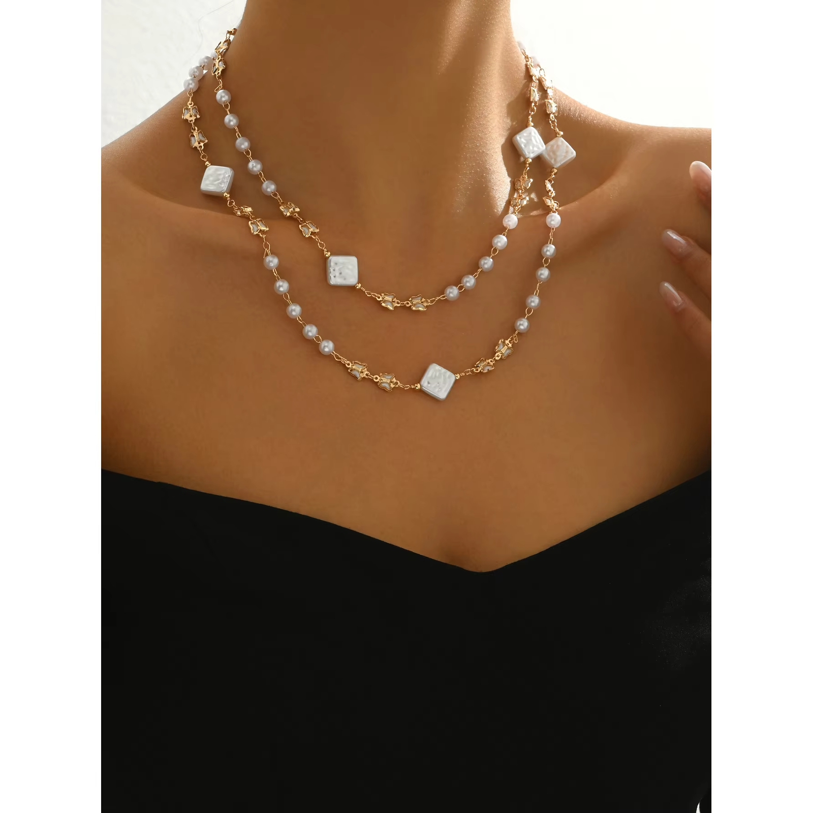 Radiant Pearl Layered Necklace - Image 6
