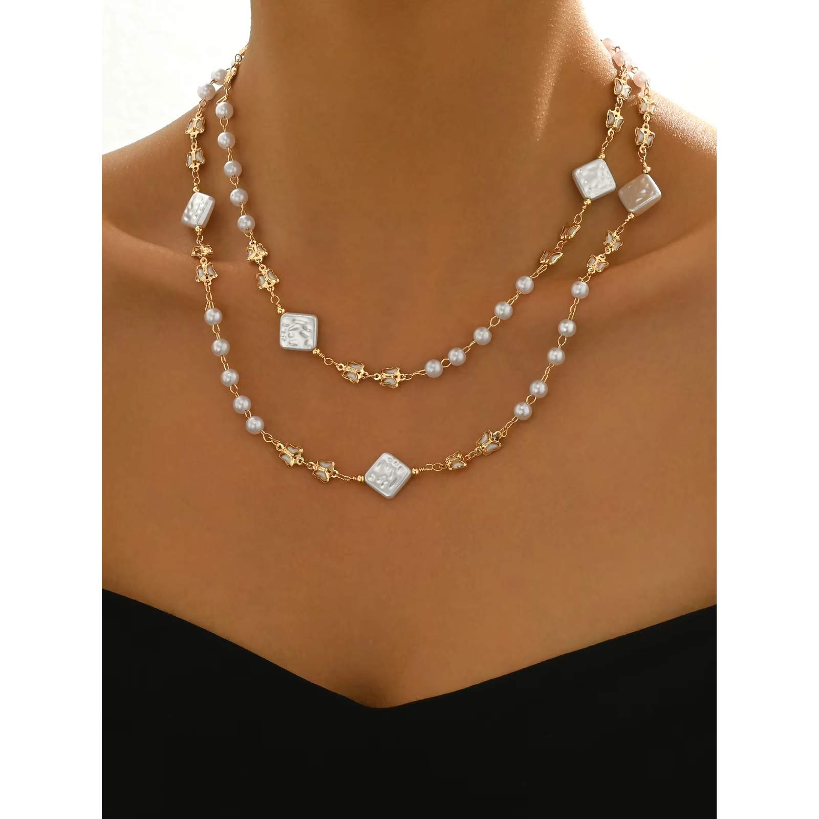 Radiant Pearl Layered Necklace - Image 2