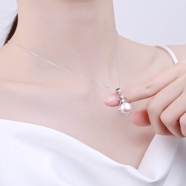 Golden Drop Pearl Necklace, 11mm AAA Freshwater in 18K Gold & Silver - Image 4