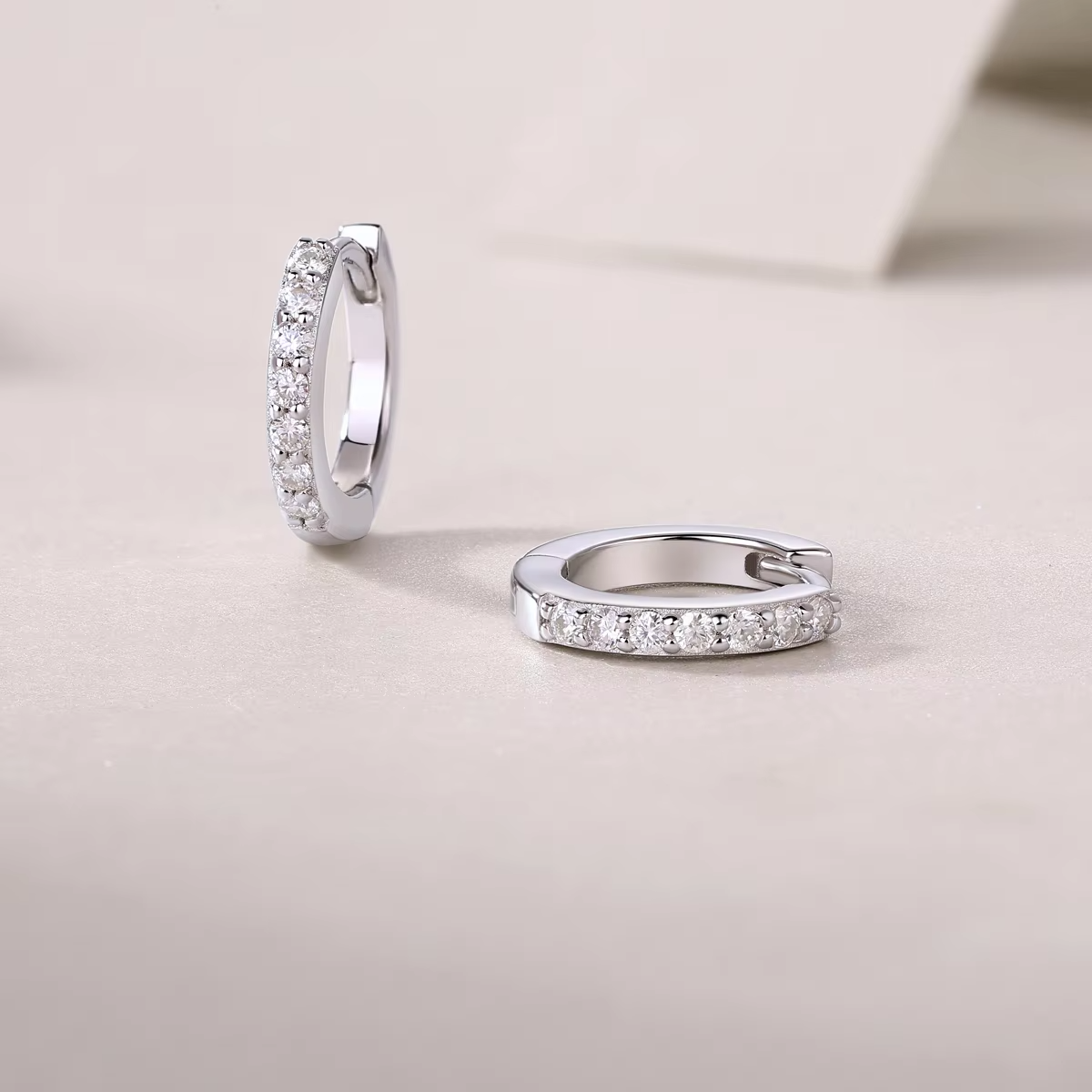 Elegant Diamond-Encrusted Hoop Earrings - Image 3