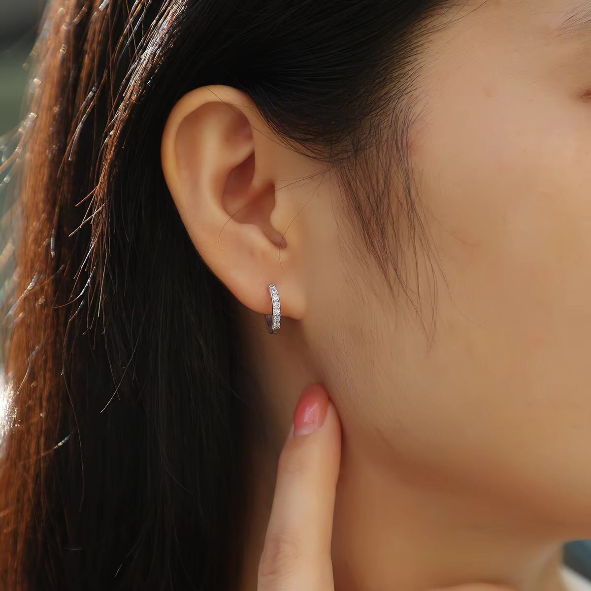 Elegant Diamond-Encrusted Hoop Earrings - Image 6