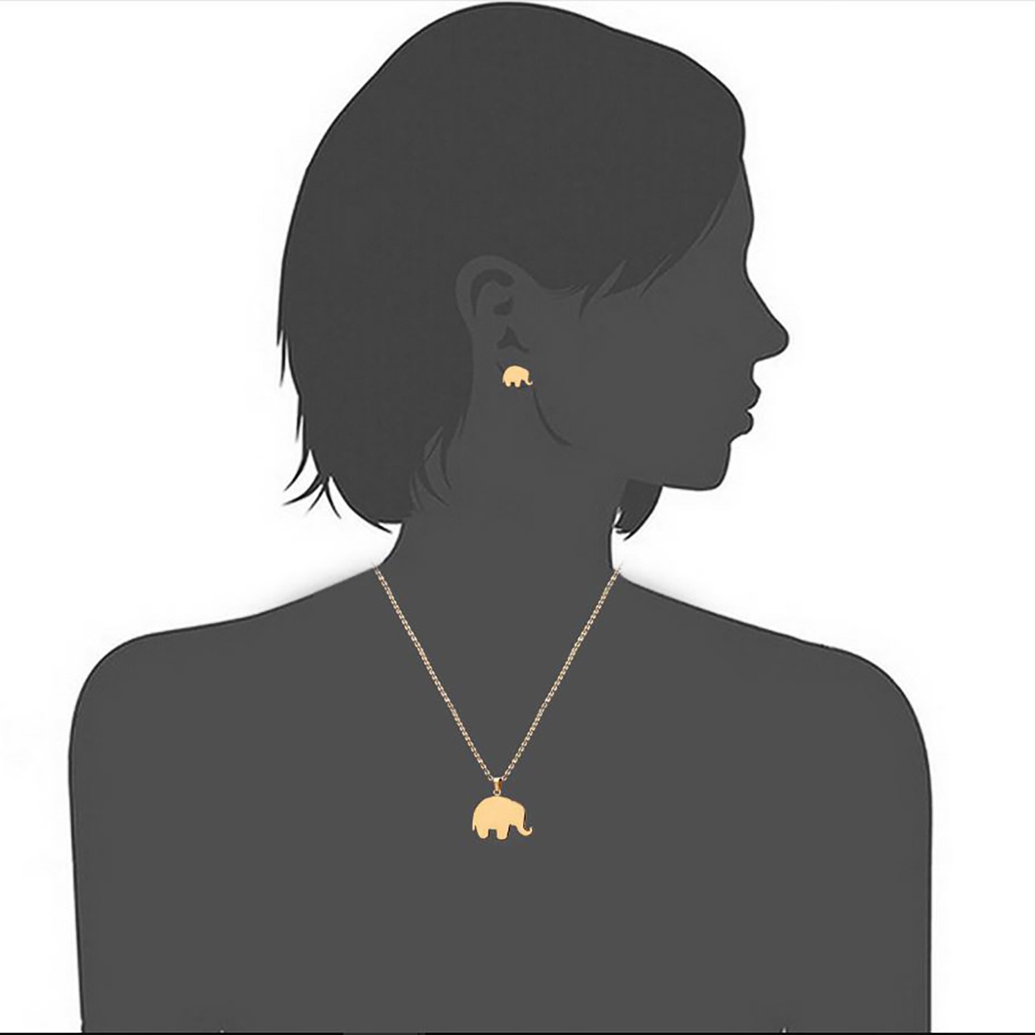 Elephant - themed Gold Necklace and Earrings Set - Image 4