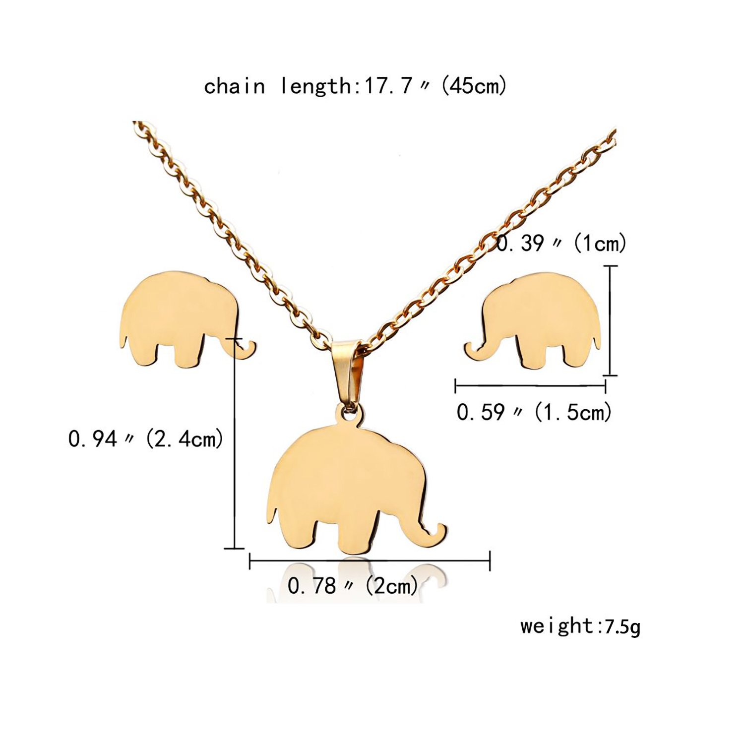 Elephant - themed Gold Necklace and Earrings Set - Image 5