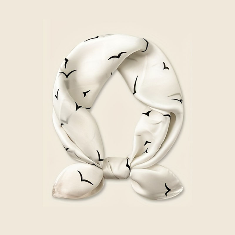 Flying Birds Fantasy White Scarf - Image 7